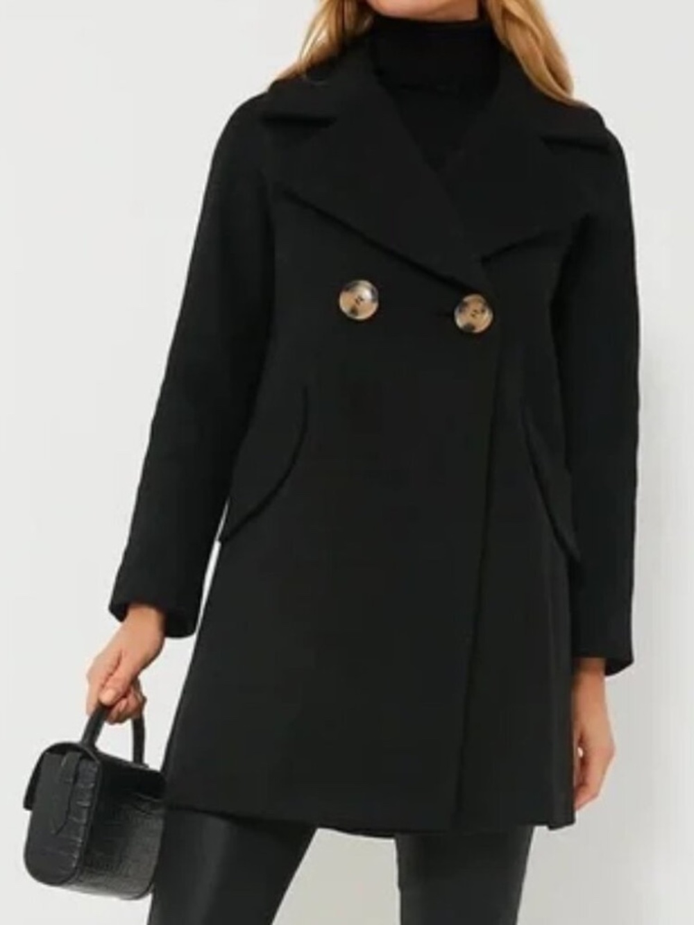 NWT Tuckernuck Black Harley Peacoat Wool Blend Coat Size Medium